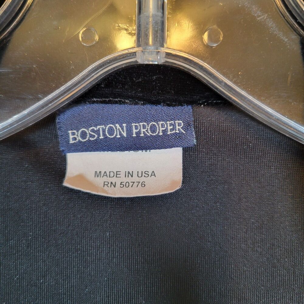 Boston Proper Womens Velvet Button Blouse Top Size Medium Black Evening Holiday - Picture 5 of 10